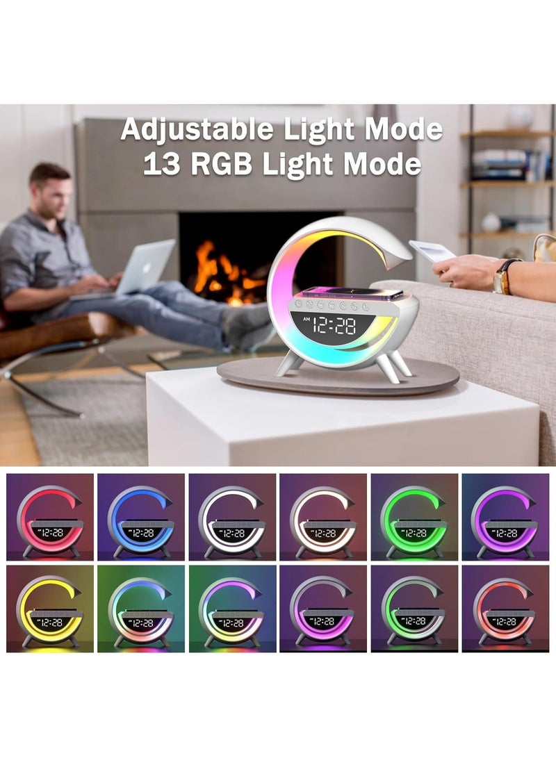 Wireless Charger Atmosphere Lamp, 2023 New Intelligent LED Table Bluetooth Speaker, Dimmable Night Light Touch Lamp Alarm Clock with Music Sync, App Control for Bedroom Home Decor - Image 3